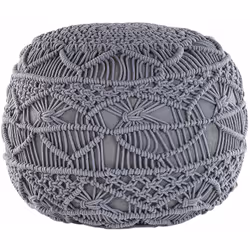 Moderno poggiapiedi sferico in cotone grigio. Un pouf davvero speciale che catturerà gli sguardi di chiunque. Perfetto per es ...