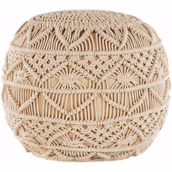 Moderno poggiapiedi sferico in cotone beige. Un pouf davvero speciale che catturerà gli sguardi di chiunque. Perfetto per ess ...