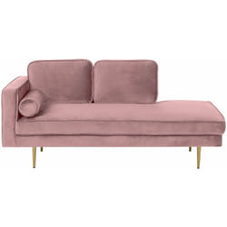 Beliani - Chaise Longue Versione Sinistra Velluto Rosa Piedi in Metallo e Cuscini Miramas