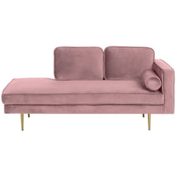 Beliani - Chaise Longue Versione Destra Velluto Rosa Piedi in Metallo e Cuscini Miramas