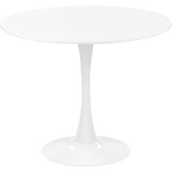 Tavolo da Pranzo Tondo 90 cm Bianco Base in Metallo per Cucina 4 Posti Boca