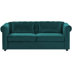 Beliani - Divano Letto Chesterfield in Velluto Verde Scuro a 3 posti Estraibile Chesterfield