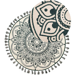 Beliani - Tappeto tondo in cotone beige/verde ø 120 cm Irice