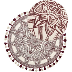 Beliani - Tappeto tondo in cotone rosso/crema ø 120 cm Oltu