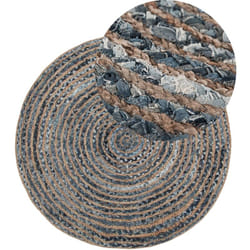 Beliani - Tappeto tondo in iuta e cotone blu/beige ø 120 cm Maslak