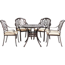 Set da Giardino Stile Vintage Alluminio Marrone Scuro Tavolo Rotondo e 4 Sedie Ancona
