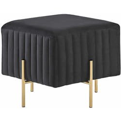 Pouf in Velluto Nero con Gambe in Metallo Dorato 45 x 45 cm Dayton
