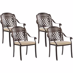 Set di 4 sedie vintage in alluminio. Goditi a pieno ogni momento all'aperto con questo set di sedie da esterno. Realizzato in ...