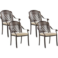 Set di 4 Sedie da Giardino Alluminio Marrone Vintage con Comodi Cuscini Beige Manfria