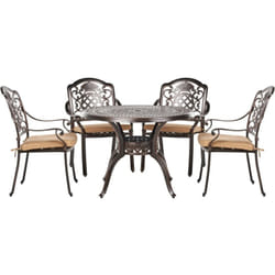 Set da Pranzo da Giardino Tavolo e 4 Sedie Alluminio Marrone Salento