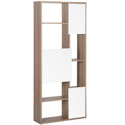Libreria a 5 Ripiani Bianca Scaffali Color Legno Chiaro 175 x 75 x 24 cm Grada