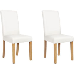 Set di 2 Sedie da Pranzo Ecopelle Bianca Gambe in Legno Massiccio Broadway