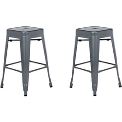 Set di 2 Sgabelli in Acciaio Grigio Impilabili Moderni 60 cm Cabrillo
