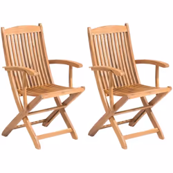 Set di due sedie da giardino pieghevoli in legno con cuscini. Questo set di sedie da giardino pieghevoli è la scelta ideale p ...