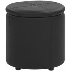 Elegante Pouf con Vano Portaoggetti Similpelle Bianca 40 x 38 cm Maryland