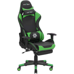 Beliani - Sedia Gaming Braccioli Regolabili Ecopelle Nera e Verde e Poggiapiedi Victory