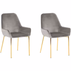 Set di 2 sedie in velluto. Con le loro sottili gambe in oro lucido e il rivestimento in velluto, queste sedie donano un tocco ...