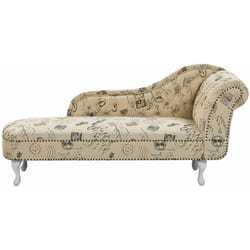 Beliani - Chaise Longue Beige con Stampa Versione Destra Stile Chesterfield Nimes