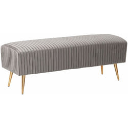 Panchina in Velluto Grigio Gambe in Metallo Dorate 118 cm Glamour Paterson