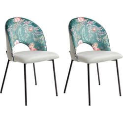 Set di 2 Sedie da Pranzo in Velluto con Disegno Floreale Verde Covelo