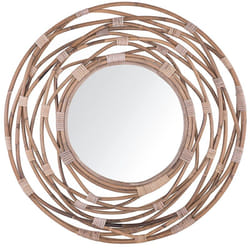 Beliani - Specchio da parete in rattan ø 75 cm beige sabbia burgis