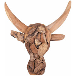 Beliani - Figura decorativa legno chiaro bull Bull Head