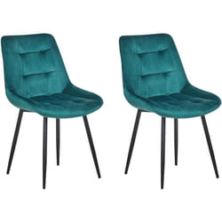 Set di 2 Sedie da Pranzo Imbottite in Velluto Blu Gambe in Acciaio Nero Melrose