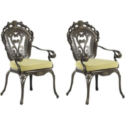Set di 2 sedie da giardino vintage in alluminio marrone con cuscini Sapri