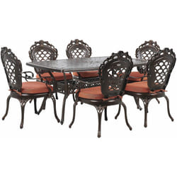Set di Tavolo da Pranzo da Giardino e 6 Sedie in Alluminio Marrone Lizzano