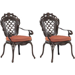 Set di 2 sedie da Giardino in Alluminio Marrone con Cuscino in Poliestere Lizzano