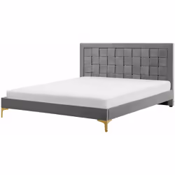 Elegante letto in tessuto vellutato. Trasforma la tua camera da letto in un tempio del lusso e del tempo libero con questo el ...