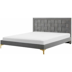 Letto Matrimoniale con Struttura Imbottita di Velluto Grigio 180 x 200 cm Limoux