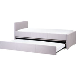 Divano Letto Estraibile in Tessuto Grigio Chiaro Rete a Doghe 90 x 200 cm Marmande