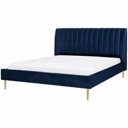 Elegante letto matrimoniale in velluto. Rendi la stanza da letto ancora più comoda con questo letto con rete a doghe dal desi ...