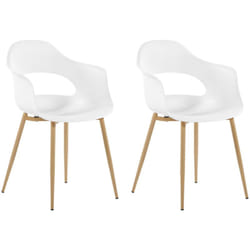 Set di 2 Sedie da Pranzo con Eleganti Gambe in Materiale Sintetico Bianco Utica
