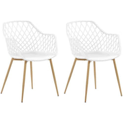 Set 2 Sedie da Pranzo Plastica Bianca Gambe in Metallo Schienale Aperto Nashua
