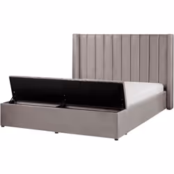 Letto matrimoniale imbottito con cassapanca. Questo letto con rete a doghe è la scelta ideale per camere da letto in stile mo ...