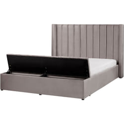 Letto velluto grigio rete a doghe e cassapanca 160 x 200 cm Noyers