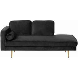 Beliani - Chaise Longue Versione Sinistra Velluto Nero Piedi in Metallo e Cuscini Miramas