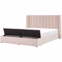 Letto matrimoniale imbottito con cassapanca. Questo letto con rete a doghe è la scelta ideale per camere da letto in stile mo ...