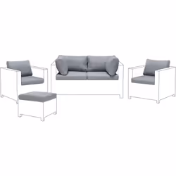Set di federe in colore grigio per arredo da giardino. Un set di federe per cuscini da esterno per rinnovare la qualità degli ...