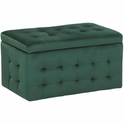 Elegante ottomano in velluto verde scuro con contenitore. Perfetto mix tra eleganza e funzionalità, questa ottomana diventerà ...
