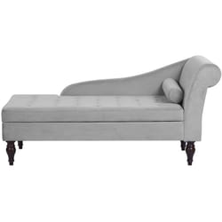Beliani - Chaise Longue in Velluto Grigio Chiaro con Box Contenitore Gambe Nere Pessac
