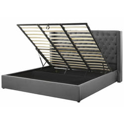 Letto imbottito tessuto grigio con box e testiera alta 180 x 200 cm Lubbon