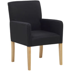 Sedia in Tessuto Nero Gambe in Legno Seduta con Braccioli Elegante Rockefeller