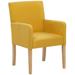 Sedia in Tessuto Giallo Gambe in Legno Seduta con Braccioli Elegante Rockefeller