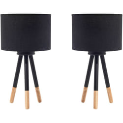 Beliani - Set di 2 lampade da comodino in colore nero Tobol