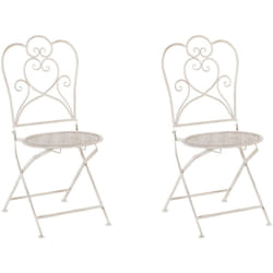 Set di 2 Sedie Bistrò da Giardino in Ferro Beige Stile Shabby Chic Trieste