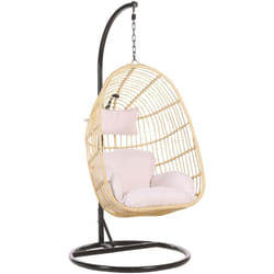 Beliani - Sedia Sospesa con Cesta a Uovo di Rattan Beige per Interno ed Esterno Casoli