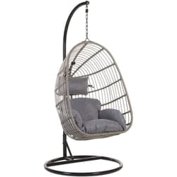 Beliani - Sedia Sospesa con Cesta a Uovo di Rattan Grigio per Interno ed Esterno Casoli